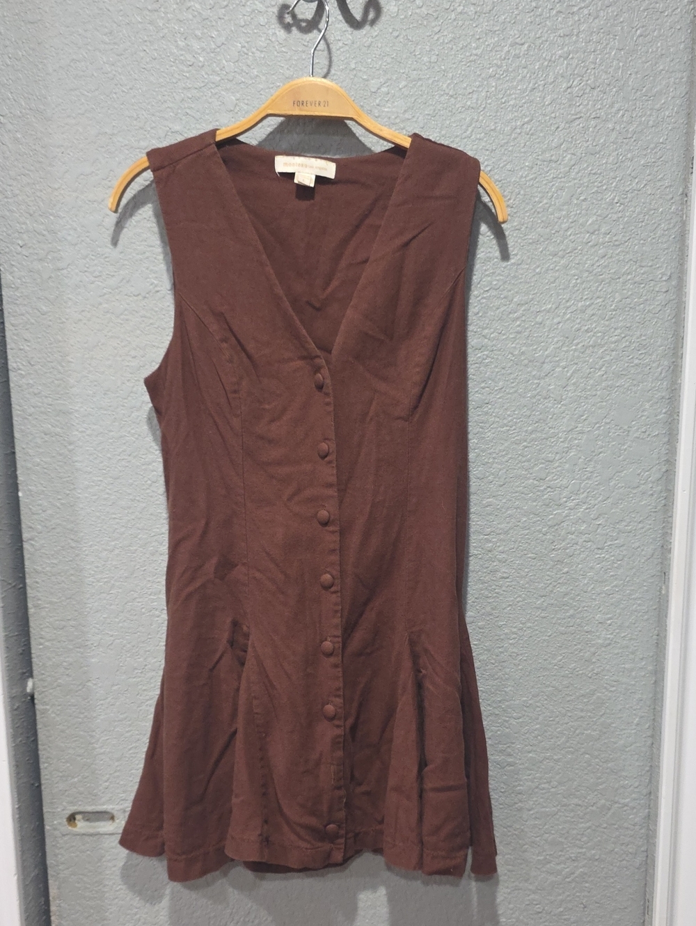 Monteau Chocolate Brown Sleeveless Button-Front Mini Dress